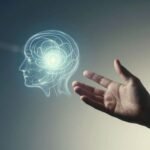Main de l'homme touchant une intelligence artificielle