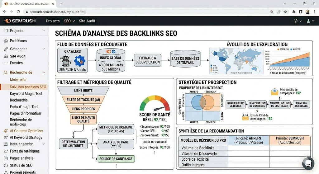 Schéma d’analyse des backlinks SEO backlink seo semrush