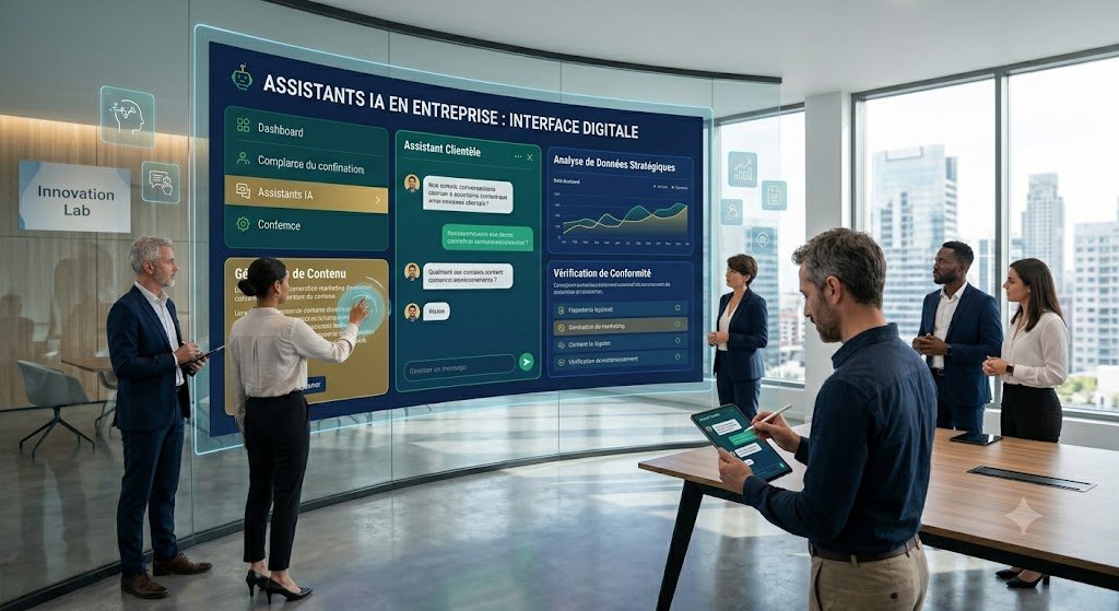 Assistants IA en entreprise interface digitale Assistant IA