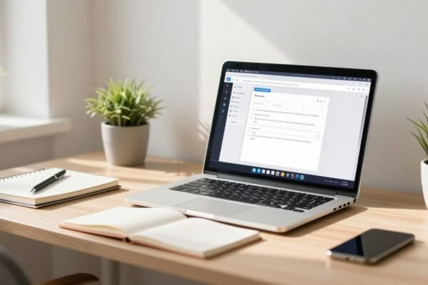 Interface Semrush sur un écran d'ordinateur portable.