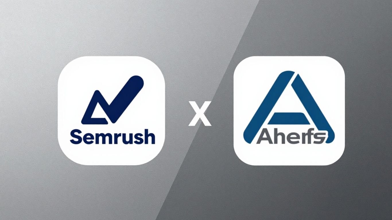Logos Semrush et Ahrefs côte à côte pour comparaison
