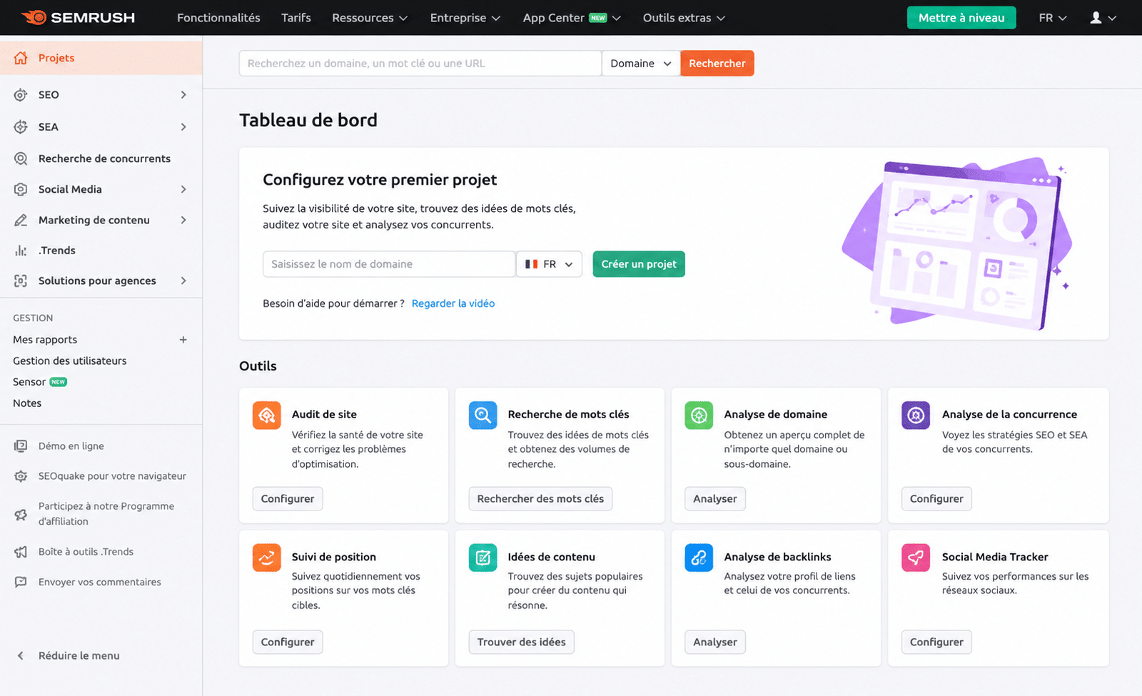 semrush dashboard