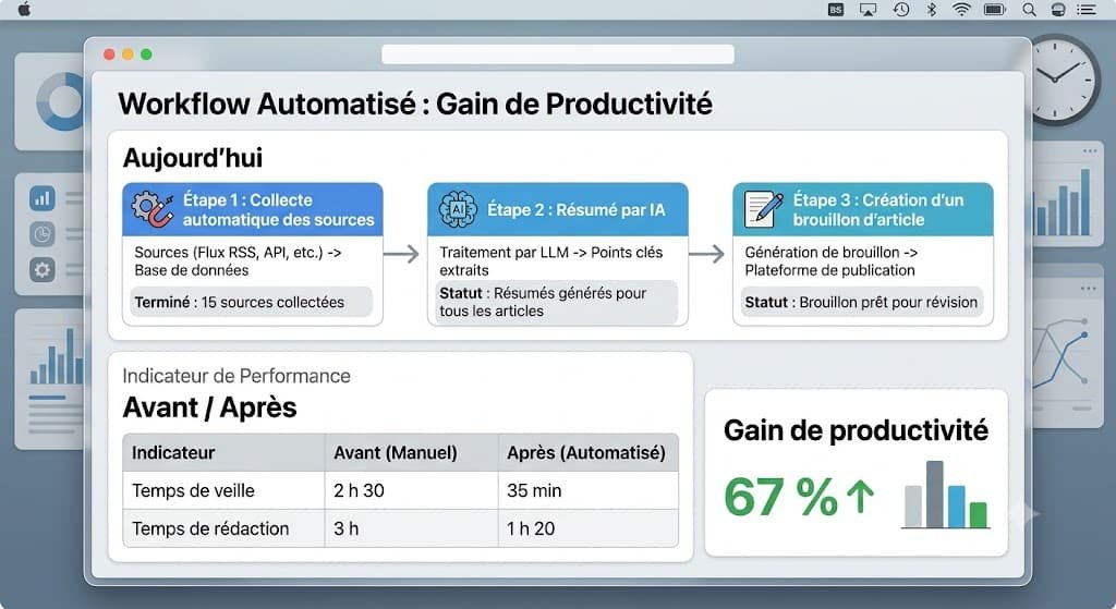 Capture d'écran du workflow automatisé