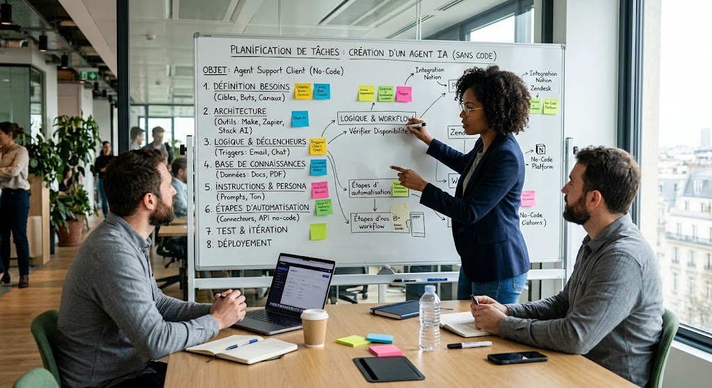 agent IA sans coder Planification des tâches avant création d'un agent IA sans coder