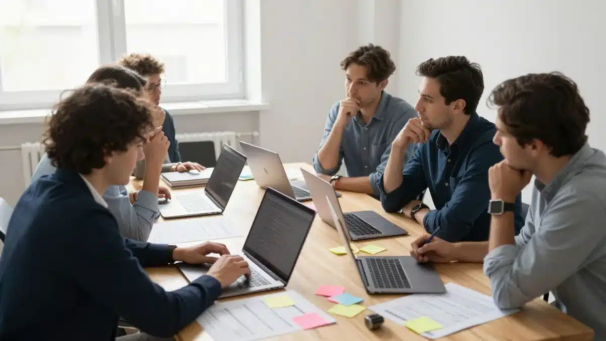 Équipe examinant des tâches et des priorités