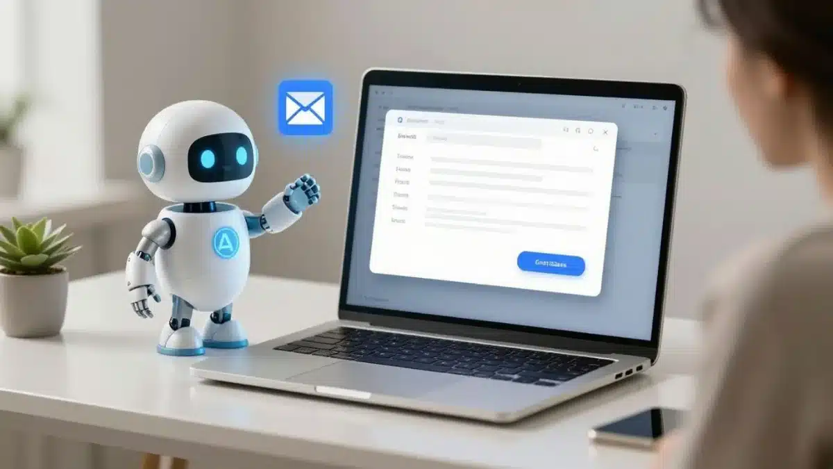 Personne utilisant ChatGPT pour répondre à un email.