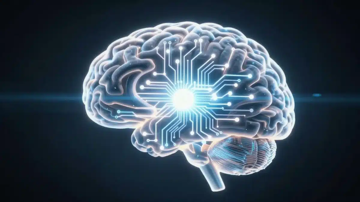 chatgpt Cerveau lumineux avec circuits futuristes