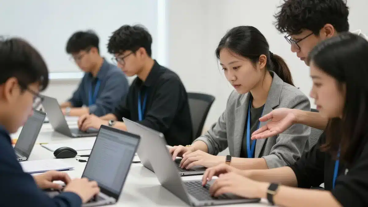 Salariés mettant en pratique des outils d’intelligence artificielle