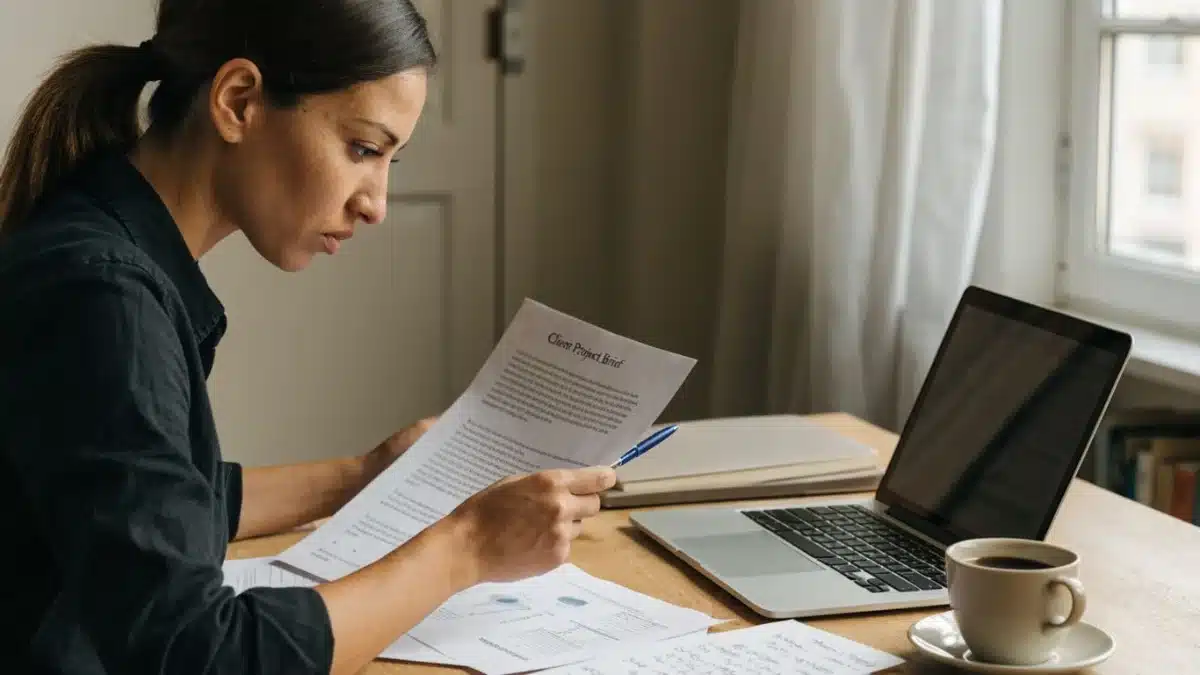 Freelance organisant les informations d’une mission