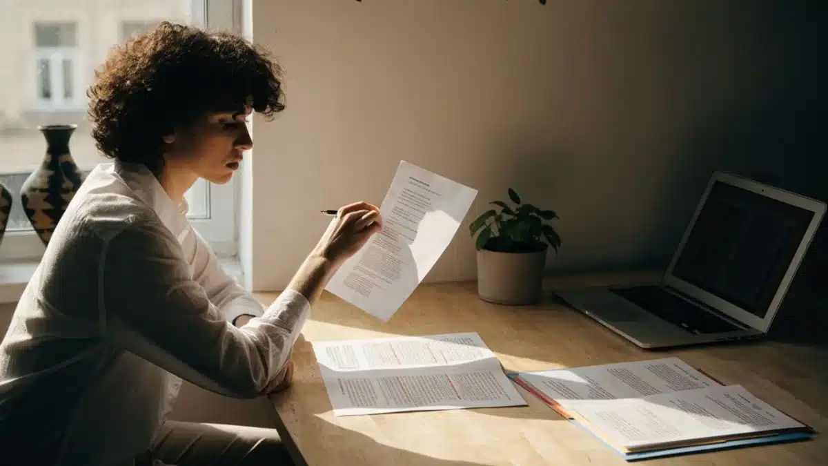 Freelance relisant une proposition commerciale