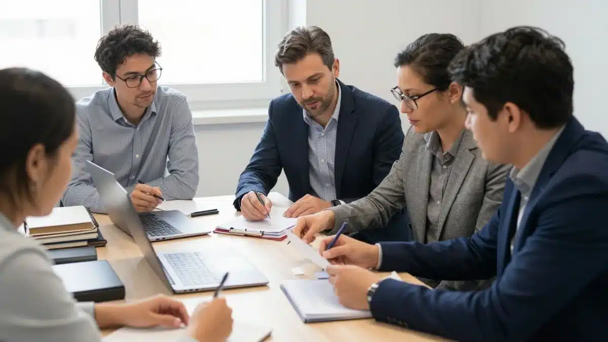 Équipe repérant des tâches répétitives au bureau