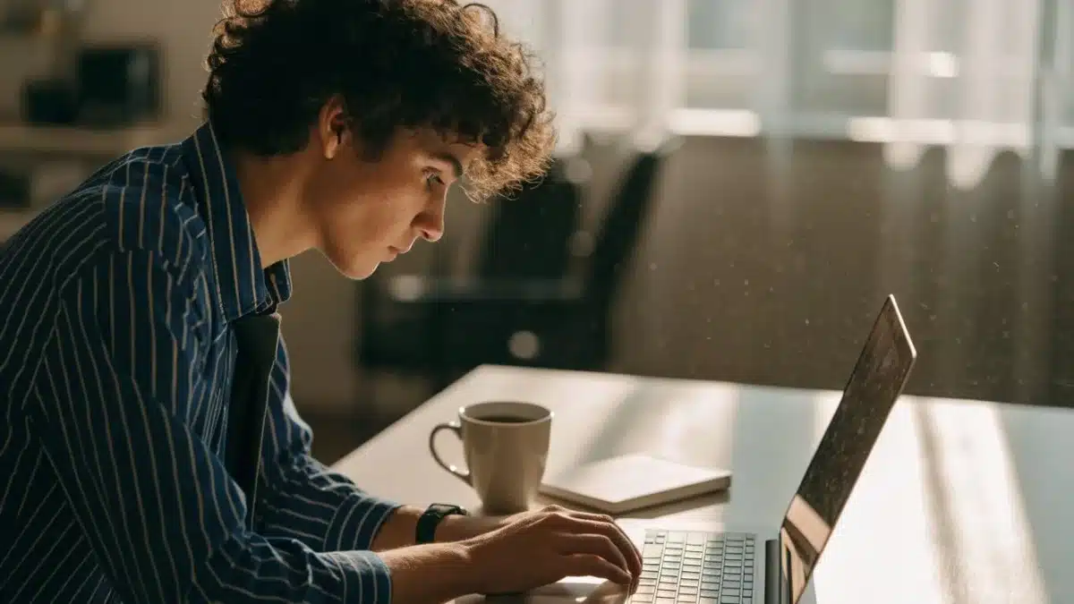 Freelance rédigeant un message personnalisé sur ordinateur